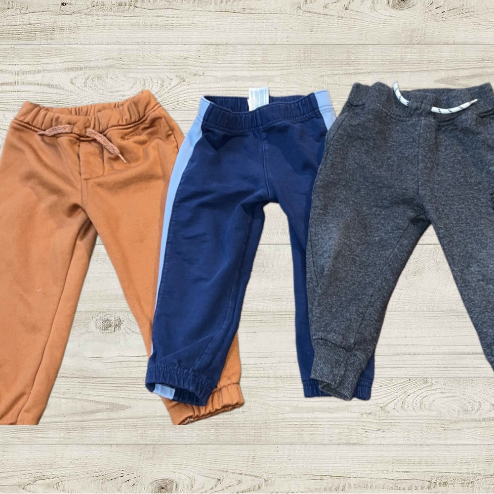 Stylish Kids' Joggers Set - Blue, Gray, and Tan